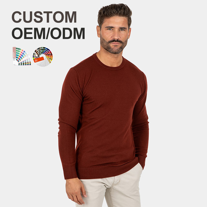 New Arrival Long Sleeve O-neck 12GG 100% Merino Wool Autumn Men Pullover Sweaters