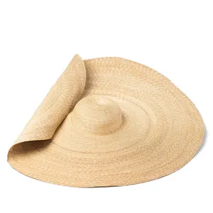 2020 Wholesale Extra Wide Oversize Wide Brim Hat für Women Floppy Braided Sun Hats Beach für Women 1 Diameter