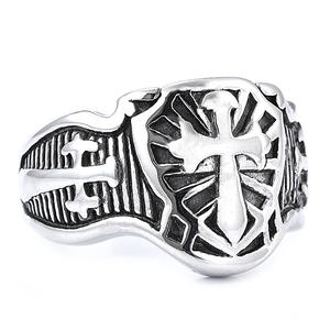 Anillos Cruzados <span class=keywords><strong>de</strong></span> Acero Inoxidable Estilo <span class=keywords><strong>Rock</strong></span> <span class=keywords><strong>and</strong></span> <span class=keywords><strong>Roll</strong></span> Punk, Anillos <span class=keywords><strong>de</strong></span> Sello <span class=keywords><strong>de</strong></span> Jerusalén para Uso Diario - Product Image 6