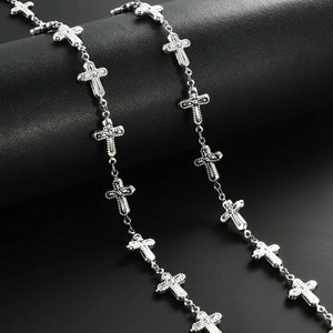 Pendentif croix creuse 8 mm en acier inoxydable, collier chaîne à maillons, bracelet unisexe pour anniversaire religieux, fabrication de bijoux DIY personnalisée - Product Image 2
