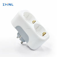 Adaptateur de prise électrique européenne ZHNL OEM avec logo personnalisé, 2 broches, 2 prises CA, interrupteur de sécurité, multiprise européenne 2 prises Schuko