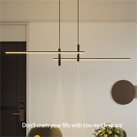 Luminaire suspendu moderne minimaliste de haute qualité pour salle à manger, bar, chambre à coucher, luminaire suspendu noir tendance, lustre LED long