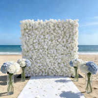 Panneaux muraux en tissu de fleurs rouges romantiques 3D 5D écologiques, rouleaux de fleurs rouges et blanches, décorations de fond de mur de fleurs pour mariage