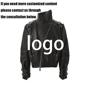 جاكيت رجالي شتوي منفوخ من الجلد، مقاوم للماء والرياح، بسحاب مائل وياقة قائمة وأكمام منحنية، قابل للتخصيص - Product Image 2