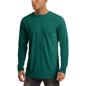 <b>Men's</b> Solid Green Long Sleeve Rash Guard 100% Polyester Quick Dry UPF50+ Anti UV <b>Swim</b> <b>Shirt</b> - Product Image 1