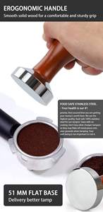 Pressino per Caffè Serie Classica 90x51mm con Manico in Legno Massello e Base in Acciaio Inox, Strumento Premium per Barista 51mm 53mm 58mm - Product Image 5