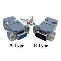 DB15 VGA Male / Female Plug 15Pin 3 Baris Konektor D-Sub Penutup Plastik Cangkang Belakang