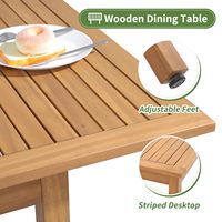 Ensemble de salle à manger de jardin moderne 7 pièces, meubles d'extérieur en bois d'acacia, table rectangulaire extensible, 6 chaises pliantes inclinables, US