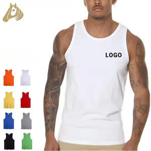 Débardeurs de sport en coton pour hommes, tricotés, respirants, décontractés, pour la <span class=keywords><strong>musculation</strong></span>, avec LOGO personnalisable, motif uni, vente en gros - Product Image 1