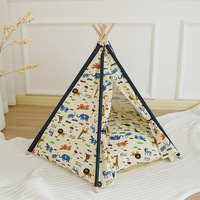 Hoogwaardige Boho-stijl honden-teepee met kantversiering, wasbaar kussen, comfortabel onderkomen voor alle seizoenen