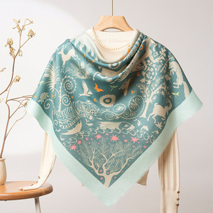 Pañuelo Cuadrado <span class=keywords><strong>de</strong></span> Seda <span class=keywords><strong>de</strong></span> Morera Fina al por Mayor, Personalizado con Estampado <span class=keywords><strong>de</strong></span> Moda, para Primavera/Verano, para Mujer, 70cm - Product Image 1