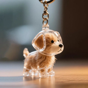 Llavero transparente 2025 para guardar pelo de mascota, recuerdo de pelo de perro, amuleto para bolso, hecho a mano, diseño de gato y perro - Product Image 2