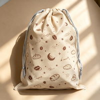 Sac à cordon pliable en non-tissé de couleur unie, écologique, motif dessin animé, pochette polyvalente pour pique-nique, plage et emballage d'articles