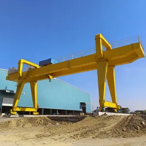 Rel dipasang balok ganda overhead gantry crane 20 ton 30 ton 40 ton dengan troli winch untuk tanaman granit