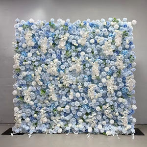 Rouleau mural de fleurs artificielles en soie L48 5D 8x8, bleu ciel clair, en tissu, pour toile de fond décorative de mariage et événements - Product Image 3