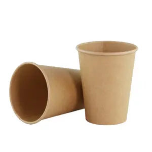 卸売顧客印刷使い捨て単層生分解性紙ジュースコーヒーカップ蓋付き