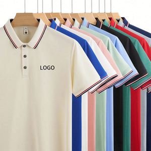 เสื้อโปโลผู้ชายแขนสั้นคอปกถักสไตล์เกาหลีทรงเข้ารูปลายทางลำลองสำหรับฤดูร้อน รับทำโลโก้ OEM - Product Image 1