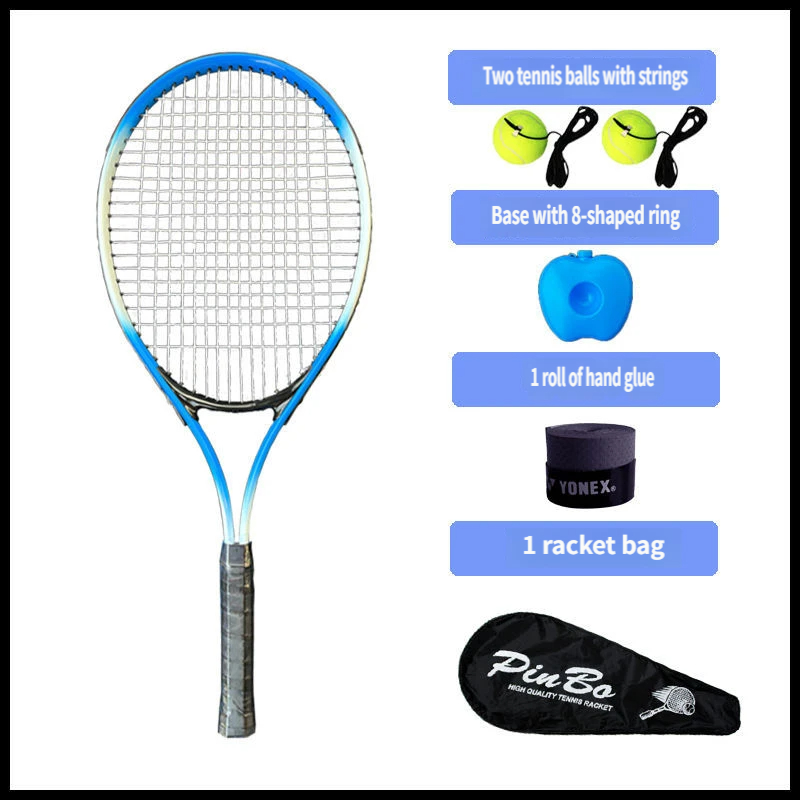Blue single racket 2 with line ball base hand glue