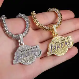 Gioielli ghiacciati con ciondolo collana personalizzata con diamanti Moissanite e ciondolo iniziale Hip Hop 925 in argento personalizzato