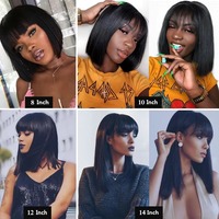 Perruque courte bob 13x4 sans colle avec dentelle HD, cheveux naturels indiens bruts vietnamiens lisses, perruques frontales en dentelle brésilienne