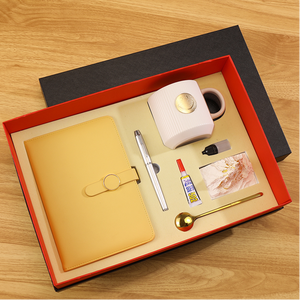 Coffret cadeau professionnel de luxe avec tasse en céramique, boîte cadeau A5 en cuir PU, stylo et cuillère boîte cadeau de papeterie de bureau avec logo personnalisé - Product Image 2