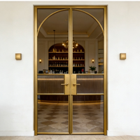 Puerta de Entrada Francesa Abatible de Doble Vidrio con Marco de Acero Sólido Negro de Calidad Premium con Aislamiento Térmico para Uso Exterior