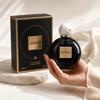 Botol Parfum Kaca Bulat Hitam Kosong Grosir dengan Kotak Hadiah dan Tutup Bola Marmer Logo Kustom