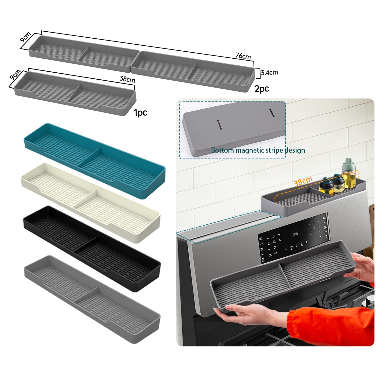 Горячая распродажа, полка для плиты, силиконовая верхняя Магнитная полка, для кухонного органайзера над магнитной кухонной верхней полкой