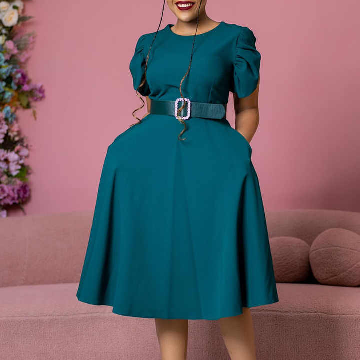 Button Down Ruched Shirt Dress Women's Ruched Satin Collar V-Neck Shirt  Dress With Belt - Casual Elegant Button Down Style A Line Midi
