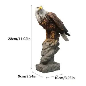 リアルな白頭ワシ樹脂彫刻、リアルな羽の質感と黄色いくちばし、石の台座上の雄大な鳥の像、鋭い目が開いた状態 - Product Image 6