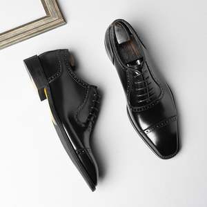 Zapatos Oxford de Hombre de Cuero Pulido con Punta en Pico, Estilo Británico Formal, Casual de Negocios, de Gamuza Cosida - Product Image 2