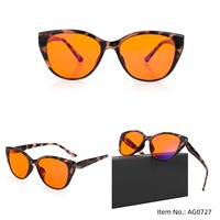 Lunettes de Nuit Anti-Lumière Bleue pour Femmes, Modèle Cat Eye TR90, Branches CP, Verres CR39, Protection Anti-Lumière Bleue, Teinte Ambre Orange