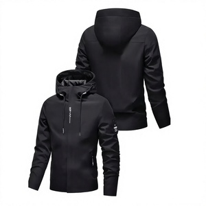Veste coupe-vent à capuche pour homme, zippée, style sportif, impression par transfert thermique devant et derrière - Product Image 4
