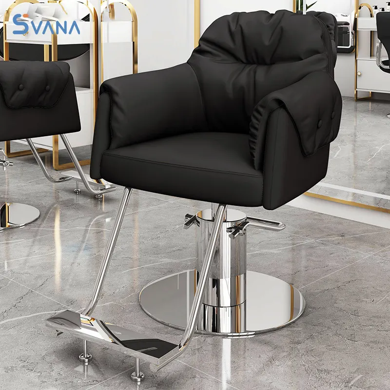 Venta al por mayor de muebles de salón de peluquería con base metálica redonda Silla de peluquería moderna silla de peluquero para los hombres