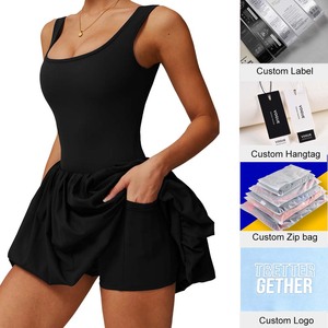 Marque privée OEM 78% Polyamide 22% élasthanne Vêtements de sport personnalisés avec logo Vêtements de <span class=keywords><strong>tennis</strong></span> pour femmes plissés sans manches - Product Image 3