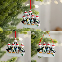 Aanpasbare 3D handgeschilderde hars kerstfiguur ornament 2027 sneeuwpop familie huis feestdagen decoratie hangende hanger