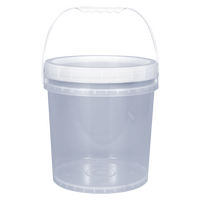 Seau en plastique transparent recyclable de qualité alimentaire avec couvercle à vis, empilable, pour le stockage de fruits et de produits solides, personnalisable de 1L à 25L