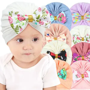 New bé của thai nhi hat bé ít hoa Bow mũ bé gái Turban Mũ chấp nhận biểu tượng tùy chỉnh