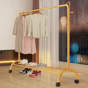 <span class=keywords><strong>Perchero</strong></span> de <span class=keywords><strong>Metal</strong></span> de un solo nivel, tendedero de suelo móvil Simple para dormitorio, sala de estar, almacenamiento de varillas para el hogar, organizador de ropa - Product Image 3