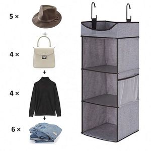 Non-woven Fabric Color Fabric Wall Pocket Organizer Waterproof <b>3</b>-Shelf Hanging Closet Organizer of Wardrobe Space Saver - Product Image 5