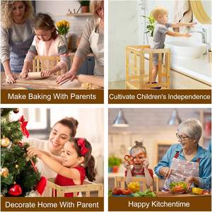 Marchepied de cuisine pour enfants Tour <span class=keywords><strong>debout</strong></span> pour tout-petits Rampe anti-chute amovible Bois massif écologique - Product Image 6