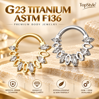 Anneau de nez/Septum articulé en titane G23 ASTM F136 personnalisé OEM avec zircon cubique marquise pour piercing de cartilage hélix - Bijoux de corps