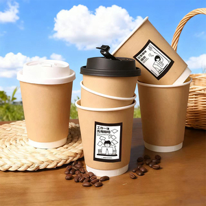 Gobelet en papier jetable à paroi simple ou double pour boissons chaudes avec couvercle, impression personnalisée de logo en usine, vente en gros, design 8 12 oz - Product Image 3