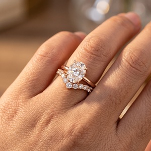 New Design 3.5CT Oval Cut VVS Lab Made Diamond <b>Ring</b> Set Pave Band 14K Rose Gold Engagement <b>Rings</b> for Women Fine Jewelry <b>Ring</b> - Product Image 2