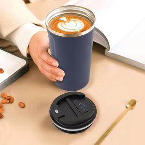 แก้วกาแฟสแตนเลสเก็บความร้อนพร้อมฝาปิดสำหรับรถยนต์และสำนักงาน รับผลิตจำนวนมากพร้อมโลโก้ตามสั่ง แสดงอุณหภูมิได้ - Product Image 2