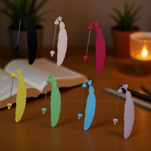 Marcadores de Libros Creativos con Forma de Pluma en Colores Variados para Lectura y Manualidades, Clips de Plástico Ecológicos para Libros de DingHong - Product Image 2