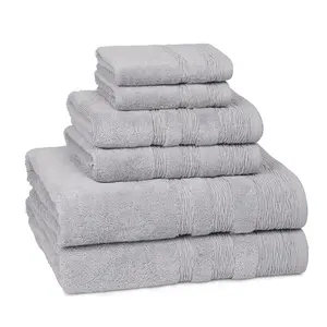 Luxury Towels and Bath Towel Set 100% Cotton for Home and Hotel Large Size White Gray