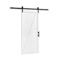 Porte coulissante en MDF, Kit pour porte de grange avec poignée et réservoir de 6,6 pieds, trous pré-perforés, montage facile, blanc, c-cadre, 35x36 pouces x 84 pouces
