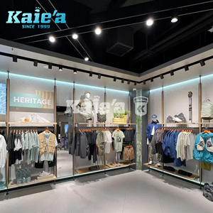 Equipamiento para Boutique: Estanterías y Percheros de Pared para Exhibición de Ropa de Hombre, Diseño Interior Moderno para Tienda de Moda Masculina - Product Image 1