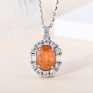 Collar con Colgante de Plata de Ley 925 Chapado en Rodio con Piedra Preciosa de Granate Natural de <span class=keywords><strong>Orande</strong></span>, Proveedor Mayorista para Mujer - Product Image 1